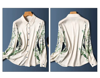 Vrouwelijke Zijden Blouse met Bloemenprint