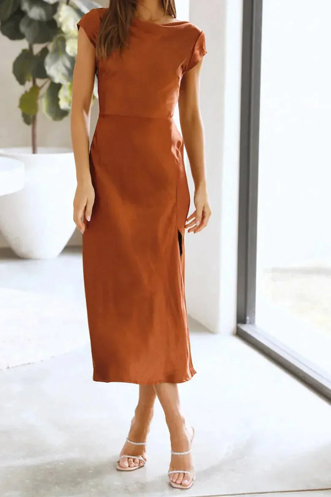Zwarte Effen Slikjurk voor Dames Elegante Stijl