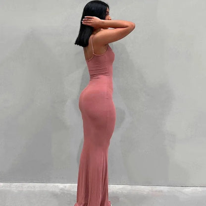 Maxi Jurk Satijn Backless Avondjurk