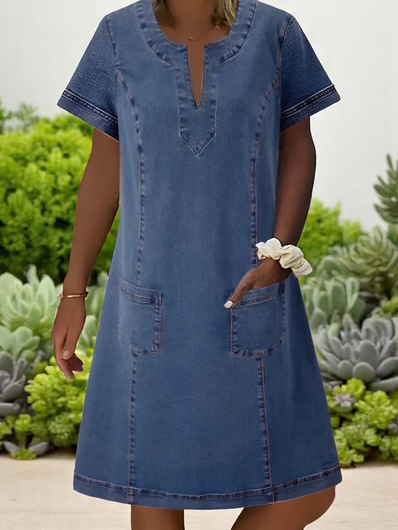 Blauwe Denim Midi Jurk voor Vrouw - StudioMarella