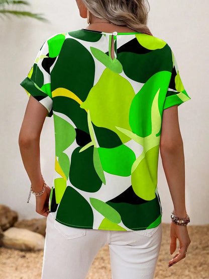 Vrouwelijke Blouse Korte Mouwen met Leuke Prints