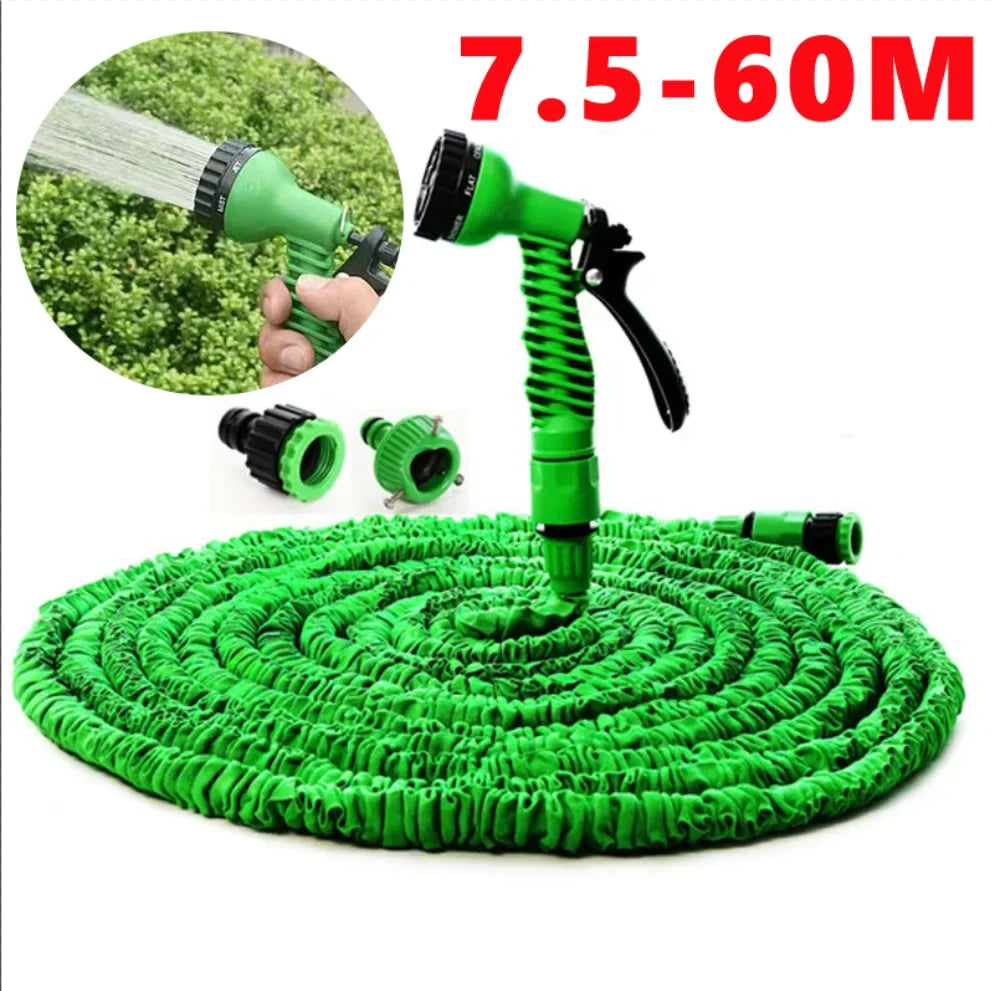 Flexibele Tuinslang Rekbaar 7,5m 15m 30m 60m 7-Functies Spuitpistool Lichtgewicht Automatisch Inkrimpen Tuin Auto Wassen Groen Zwart