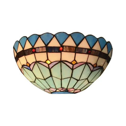 Tiffany Wandlamp Glas E27 Retro Blauw Woonkamer Slaapkamer Gang LED Wandverlichting Pastorale Stijl Eetkamer Studeerkamer