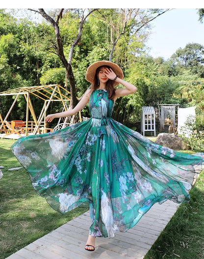 Mouwloze Maxi Jurk Zomerjurk Licht en Vloeiend