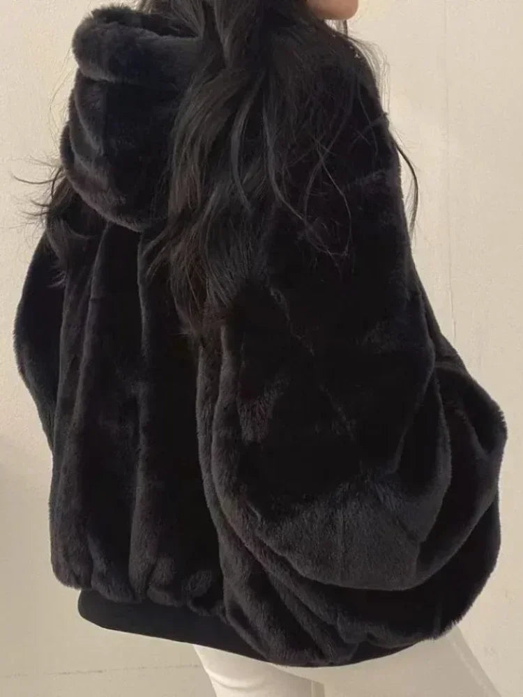 Dames Winterjas Oversized Zwart met Capuchon