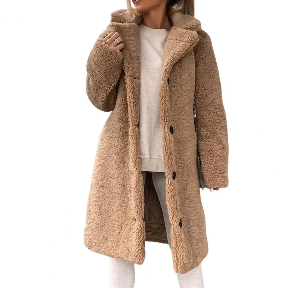 Dames Teddyjas Warme Zachte Winterjas Zwart