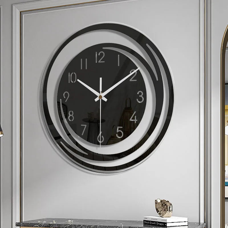Wandklok Zwart Acryl - Modern Geometrisch Design - Stil Mechanisme - Scandinavisch Tijdloze Elegantie