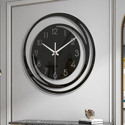 Wandklok Zwart Acryl - Modern Geometrisch Design - Stil Mechanisme - Scandinavisch Tijdloze Elegantie
