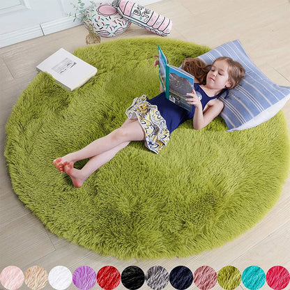 Vloerkleed Kinderkamer Rond Fluffy Zacht 160cm Shaggy Tapijt