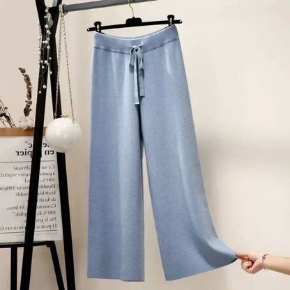 Dames Oversized Broek Zwart Gebreid Comfortabel
