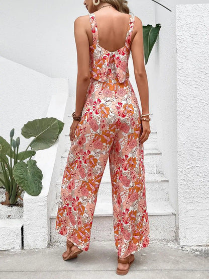 Vrouwelijke Jumpsuit Bloemenprint Elegant Lange Mouw