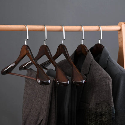 Kledinghangers Hout Metaal Donkerbruin Garderobe Kast Jas Hanger Set Luxe Kledinghanger Antislip Vormbehoud