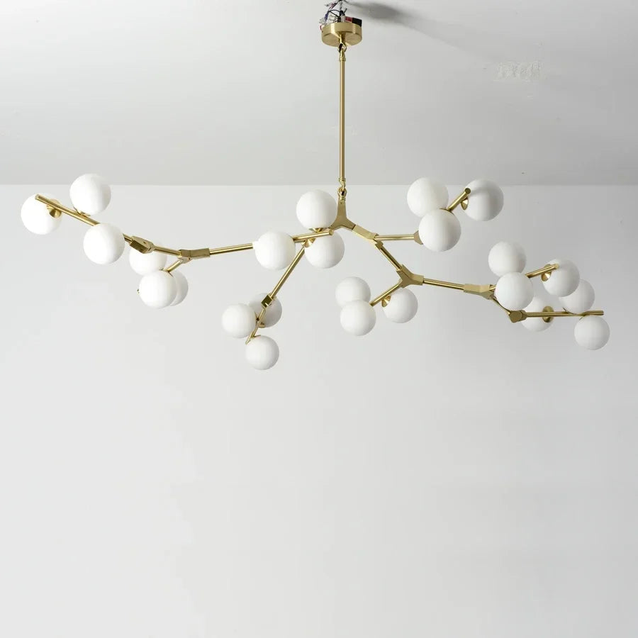 Hanglamp Takkenstructuur Mat Glas Goud Zwart G4 LED Woonkamer Eetkamer Scandinavisch Modern 12 18 24 Bollen