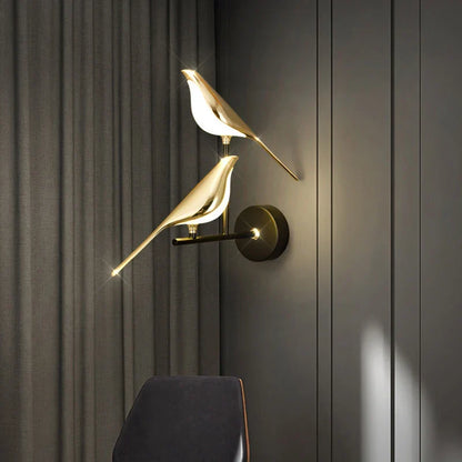 Design Wandlamp LED in Vogelvorm – Gouden Wandlamp met Warm Licht