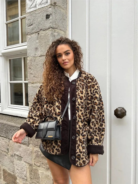 Leder Look Jas voor Dames met Luipaardprint - StudioMarella