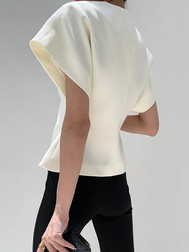Dames Blazer met Strikking en Gestructureerde Taille