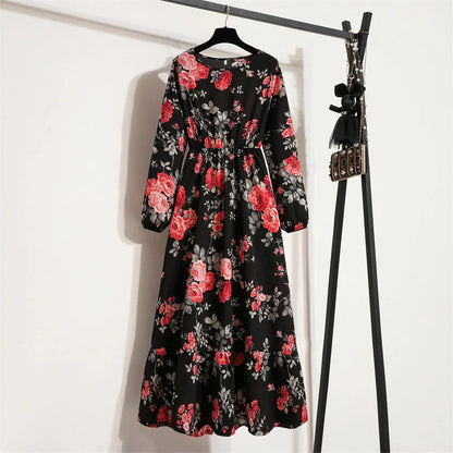 Elegante Zomerjurk Bloemenprint Lange Jurk voor Vrouw