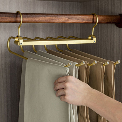 Broekhanger aluminium 6 broeken goud ruimtebesparend kledinghanger kast organizer draaibare hanger anti slip broekhouder