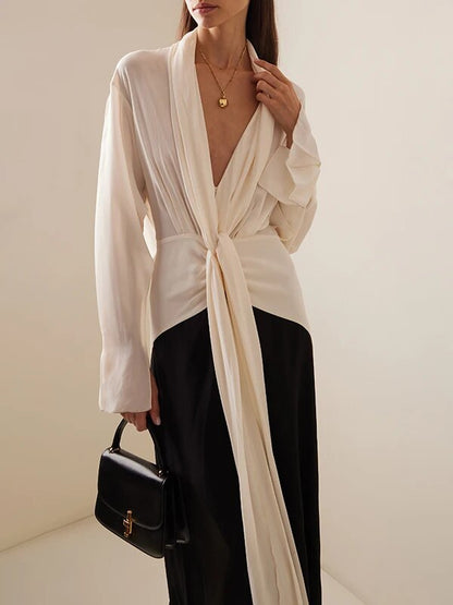 Jurk Dames Slim Fit Met Contrasterende Strepen