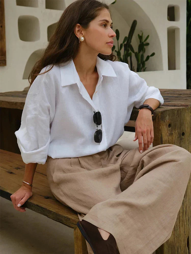 Vrouwelijke Oversized Bloes Elegante Stijl