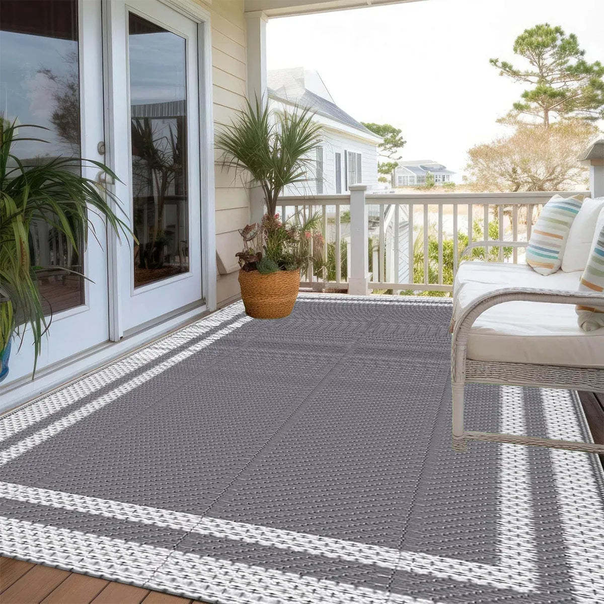 Buitenkleed Grijs Waterproof PP 120x180cm Tuinkleed Opvouwbaar Terras Balkon Camping Picknick Vloermat Buitentapijt