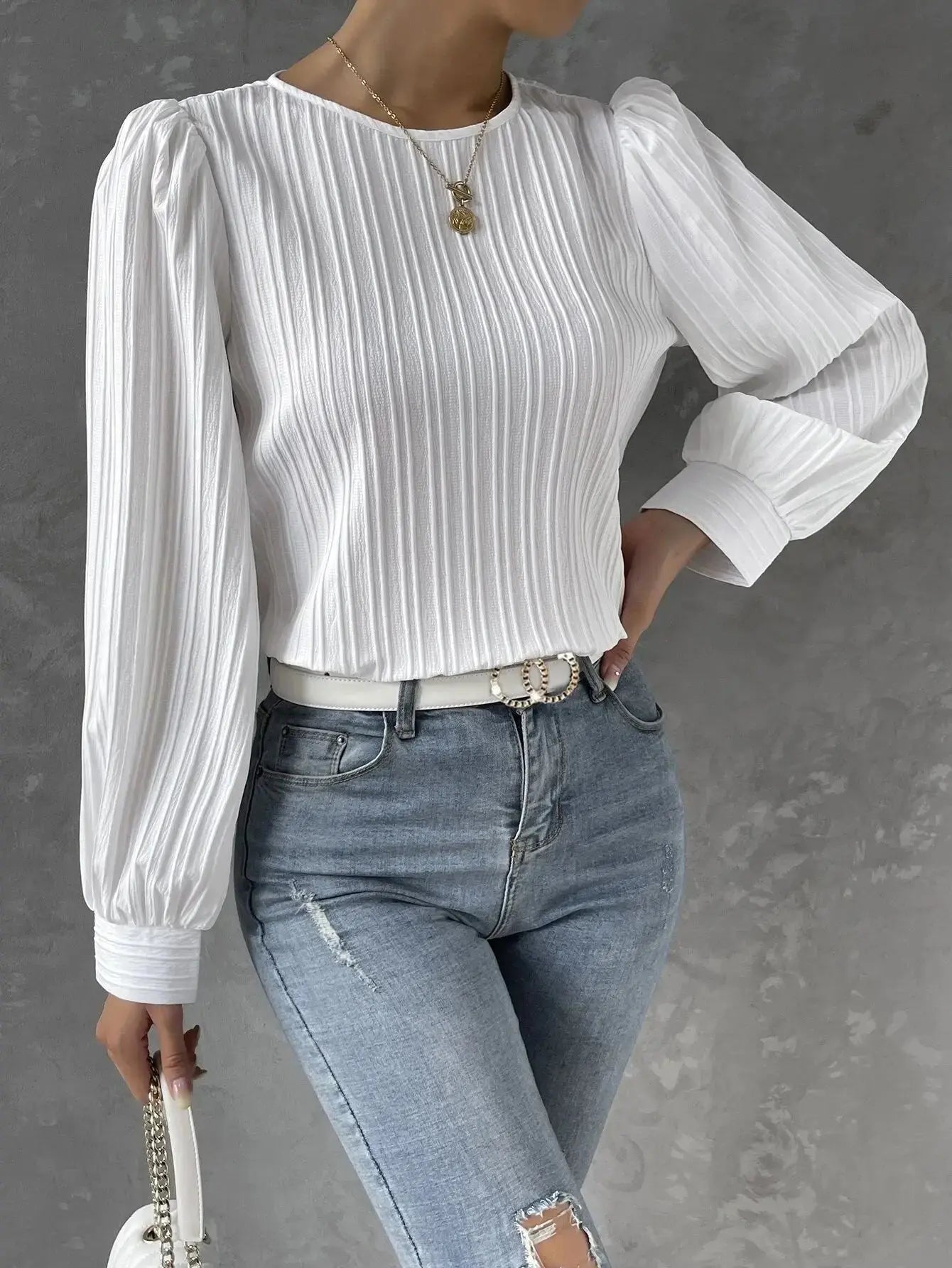 Vrouwelijke Blouse Klassiek Elegante Jurkstijl