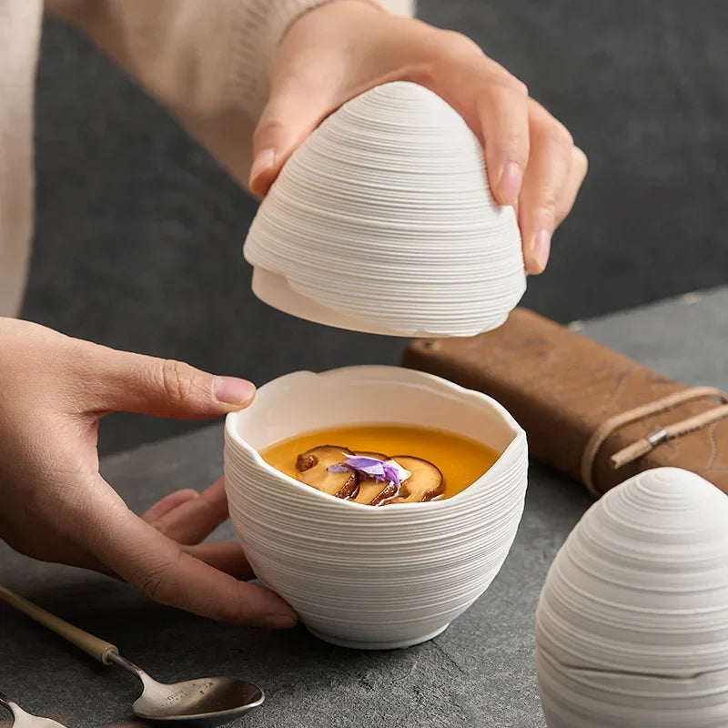 Keramische Schaal Ovaal Servies Saladekom Fruitschaal Scandinavisch Design Eiglas Vorm Handgemaakt