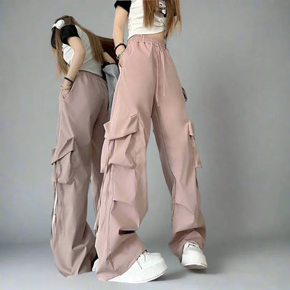 Dames Oversized Broek Roze Retro Stijl