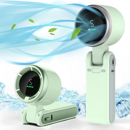 Draagbare Handheld Turboventilator 5 Snelheden Opvouwbaar Compact Reisventilator Oplaadbaar Batterij USB