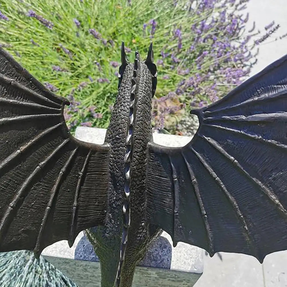Draak Fontein Tuinbeeldje Hars 35cm Brons Waterspijtende Draak Tuin Sculptuur Vijver Terras Buitendecoratie Ornament
