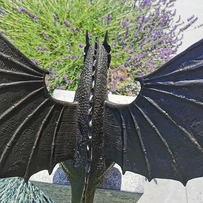Draak Fontein Tuinbeeldje Hars 35cm Brons Waterspijtende Draak Tuin Sculptuur Vijver Terras Buitendecoratie Ornament