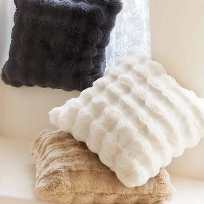 Zachte Imitatiebont Kussenhoes voor Bank en Bed – Luxe Pluche Sierkussen – Warm en Decoratief