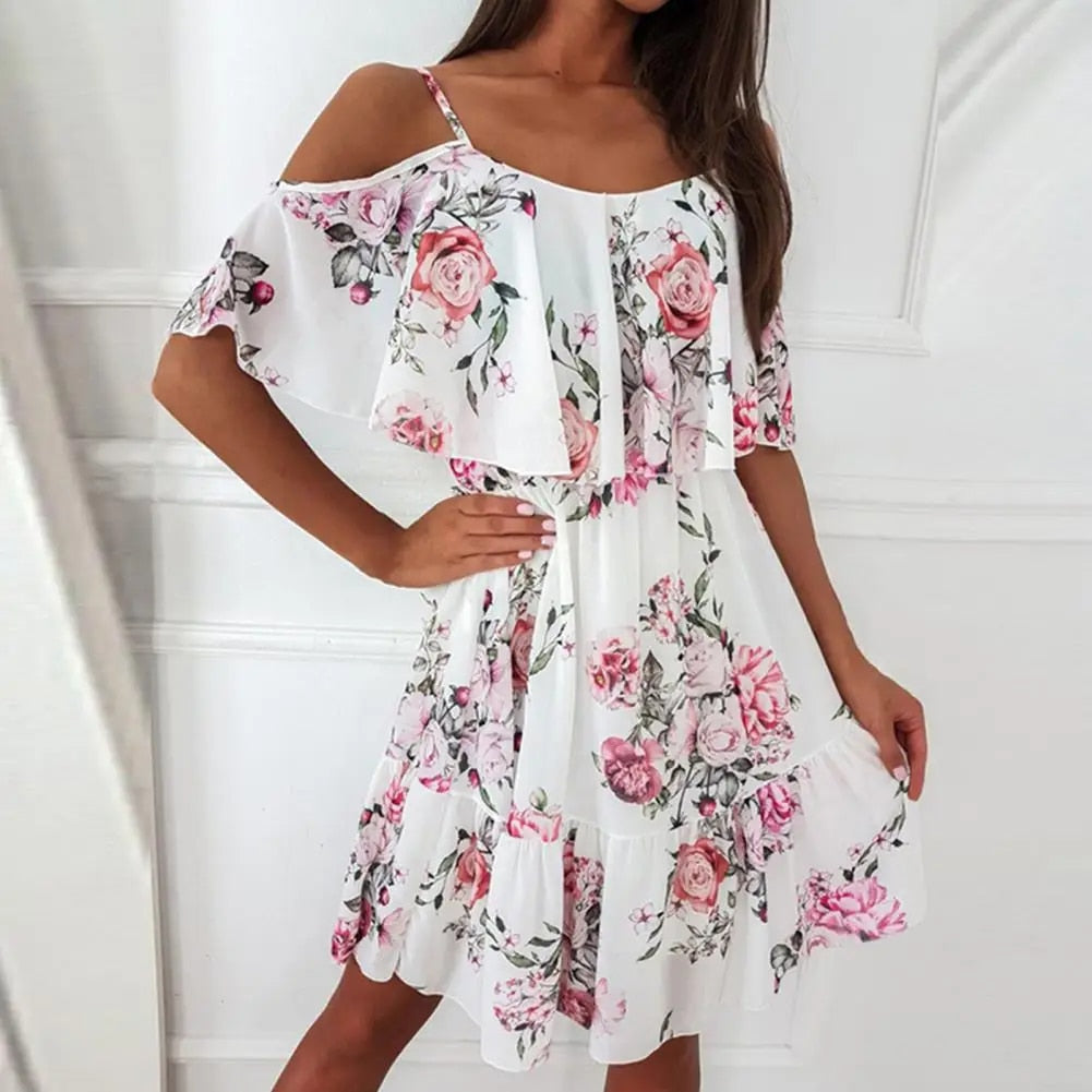 Zomerjurk voor Vrouwen met Spaghettibandjes en Ruffles - StudioMarella