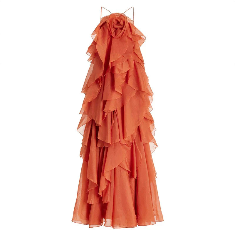 Cataleya Maxi Jurk met Ruches en Lagen Zomerjurk Vrouw