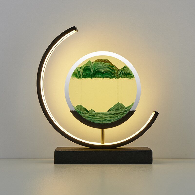LED tafellamp acryl draaibaar zandlandschap zwart woonkamer slaapkamer sfeerlamp nachtlamp decoratieve lamp