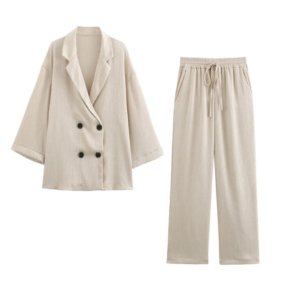Blazer Doppio Petto Set: Elegante Casual Heren Pak