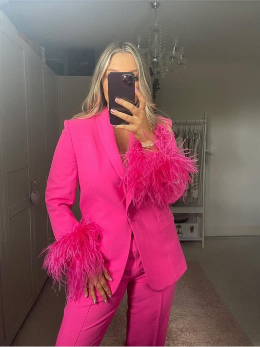 Roze Feestjurk met Pailletten en Veren Glitter - StudioMarella