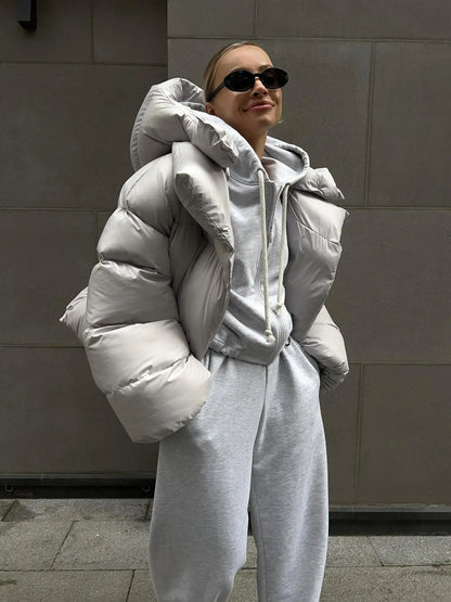 Dames Pufferjas Warm Oversized Gewatteerd Winterjas