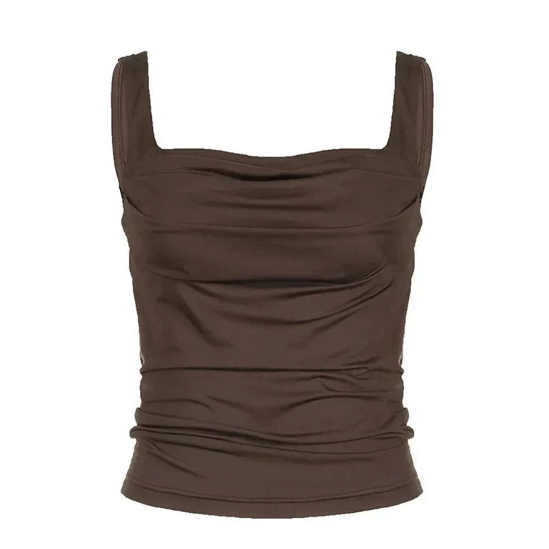 Bruine Crop Top Stretchy voor Vrouw