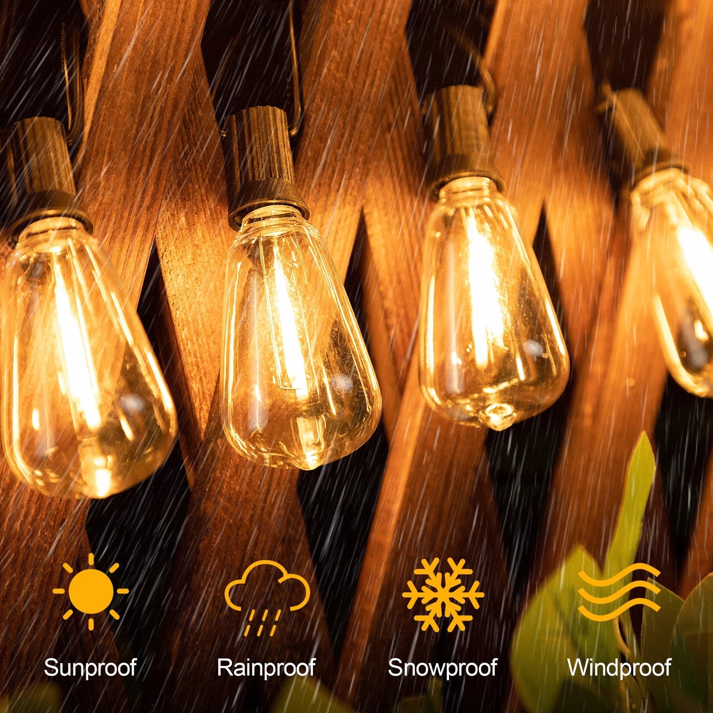 Sfeerlichtslinger voor Buiten Weerbestendig Snoer met Onbreekbare Gloeilampen Tuinverlichting Terrasverlichting IP44 Waterdicht 10 Meter Warm Wit Feestverlichting Sfeerverlichting