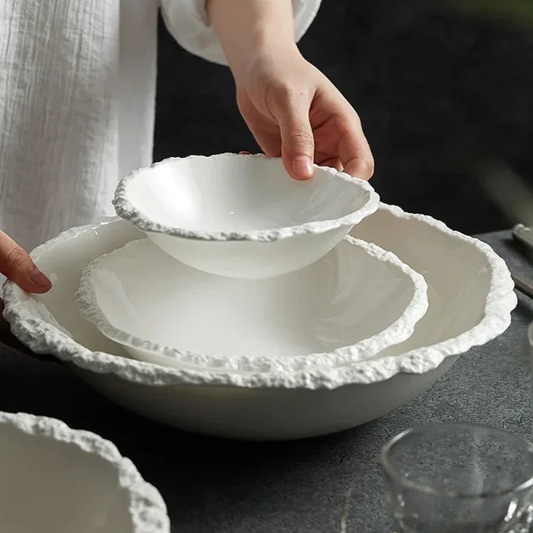 Keramische Serveerkom Rustiek Natuurlijk Design voor Salade en Warme Gerechten