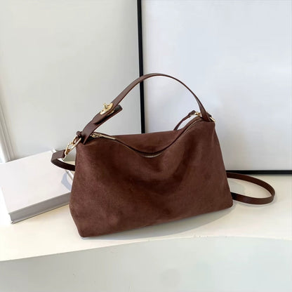 Luxe Suede Handtas Zwart Elegante Vrouwentas