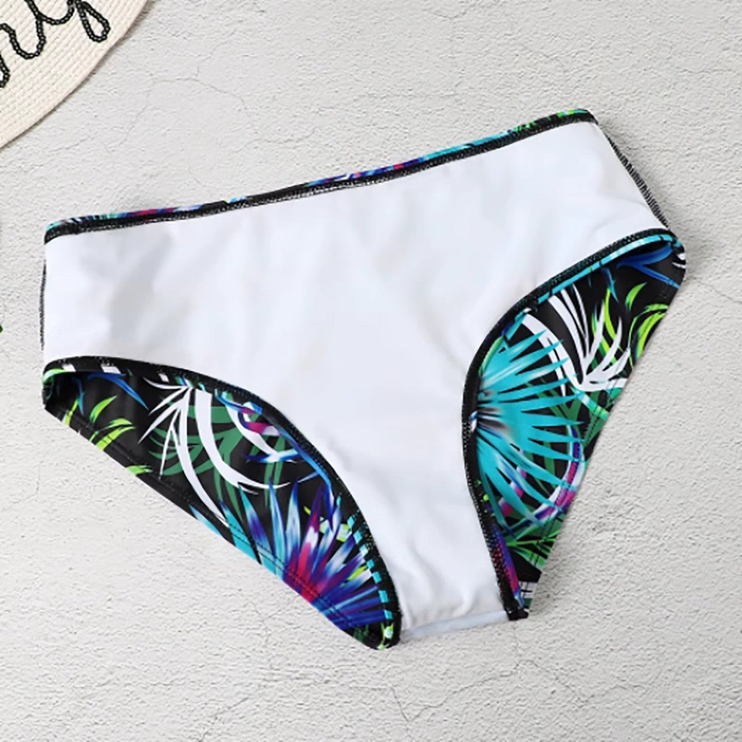 Bikini Set Hoge Taille Bladprint Trendy Badmode