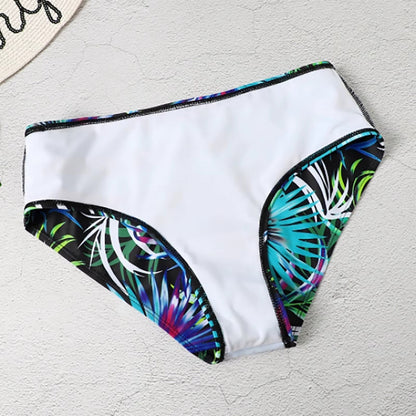 Hoge Taille Bikini Set Bladprint Frauen Badmode