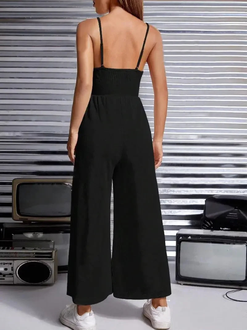 Zomer Jumpsuit Mouwloos Wijd met Lange Pijpen