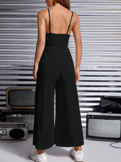 Zomer Jumpsuit Mouwloos Wijd met Lange Pijpen