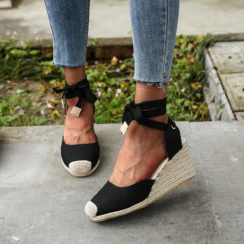Vrouwensandalen Espadrille met enkelband Comfortabel Zomer - StudioMarella