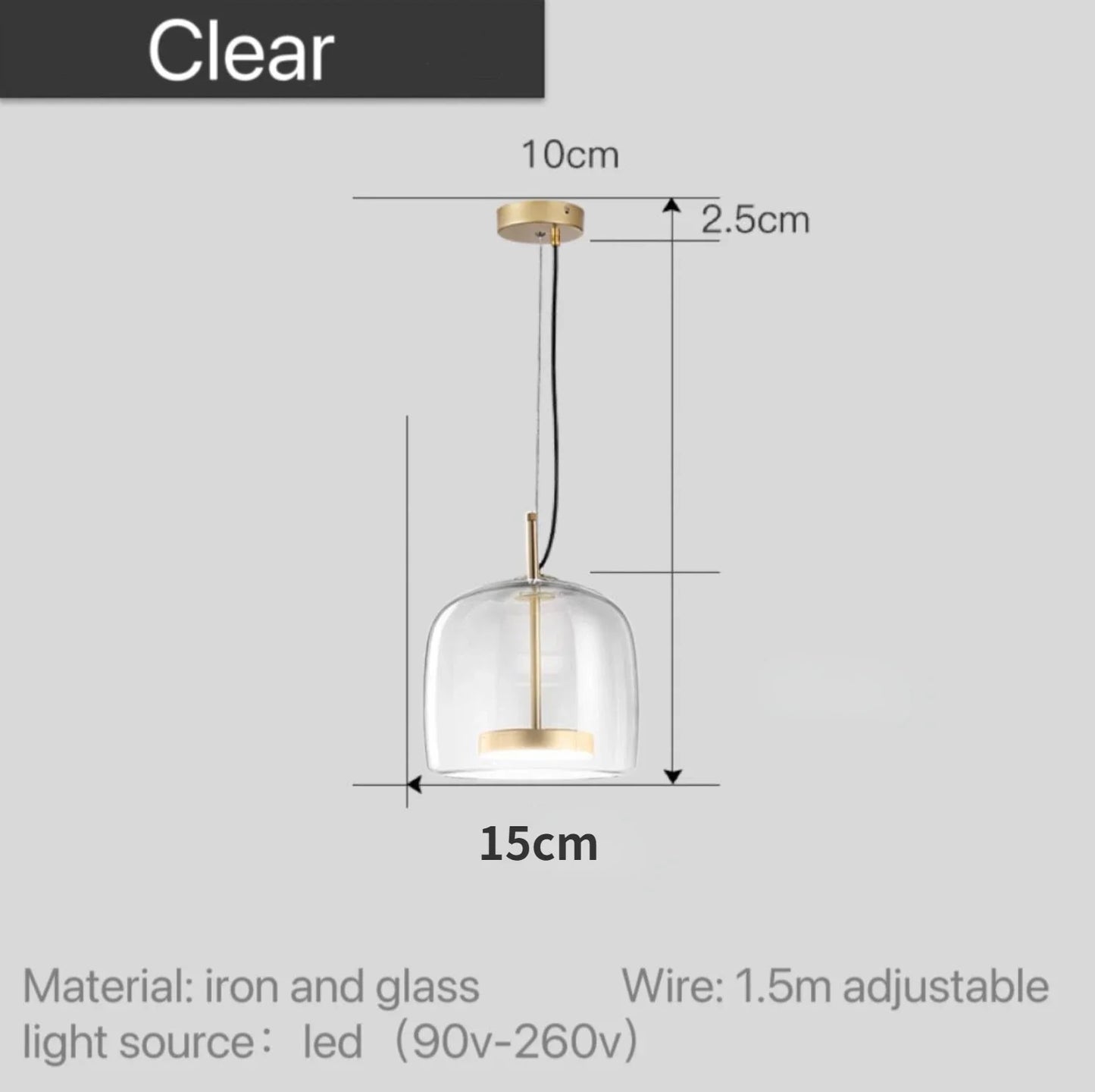 Scandinavische Glazen Hanglamp – Warm Sfeerlicht met Amber, Helder of Grijs Glas – Ø 15, 25 of 35 cm – Moderne Verlichting voor Keuken, Eetkamer en Woonkamer