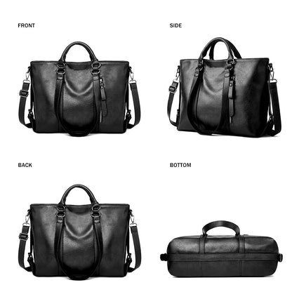 Leren Schoudertas Groot Dames Ruime Shopper Vintage Handtas Bruin Zwart Blauw Casual Dagelijks Werk Stijlvol