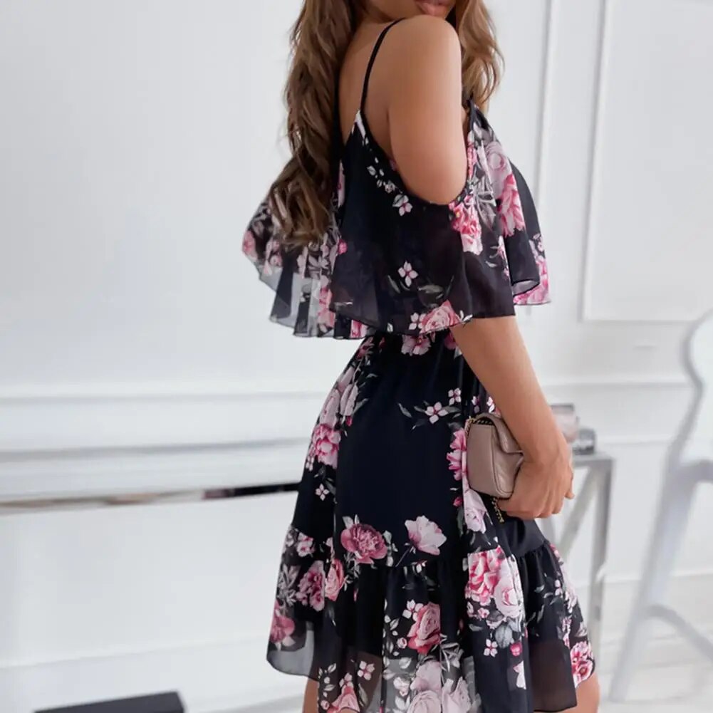 Zomerjurk voor Vrouwen met Spaghettibandjes en Ruffles